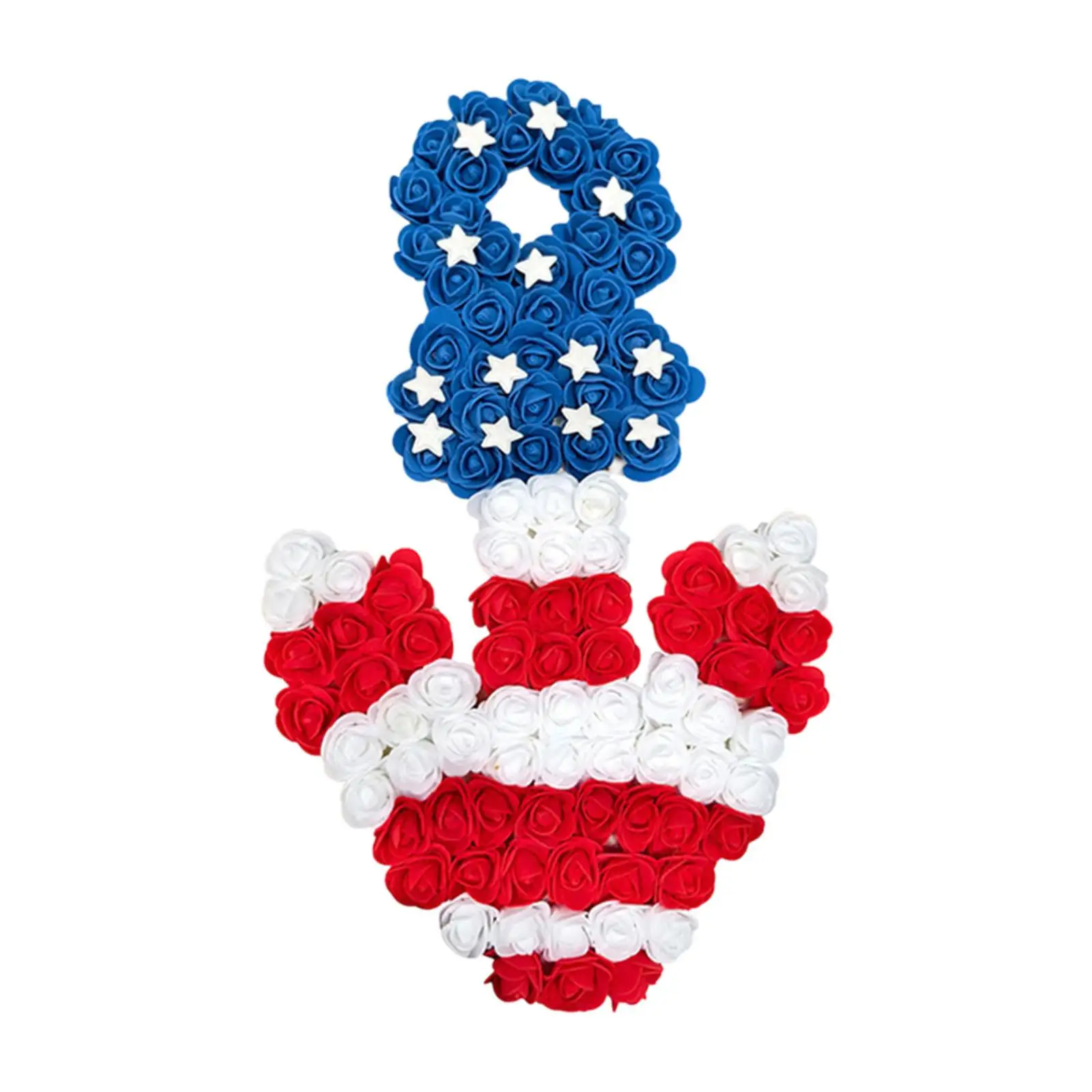 Patriotic Wreath Red White Blue for Front Porch Accessory Indoor Outdoor Fourth of July Independence Day Artificial Wreath