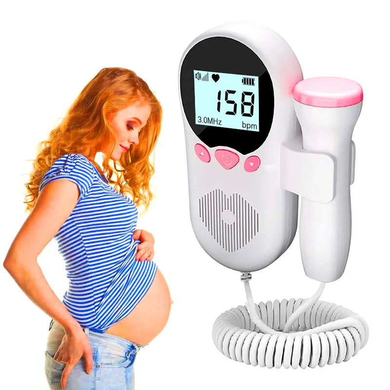 Domači Doppler monitor srčnega utripa ploda, detektor srčnega utripa za dojenčke in nosečnice, LCD osvetlitev ozadja, brez sevanja, stetoskop, merilnik pulza 3MHz_voghion.com