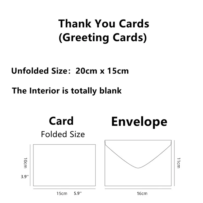 6pcs Thank You Cards with Envelopes 10x15cm Greeting Cards with flowers pattern for Wedding Baby Shower Graduation Gift