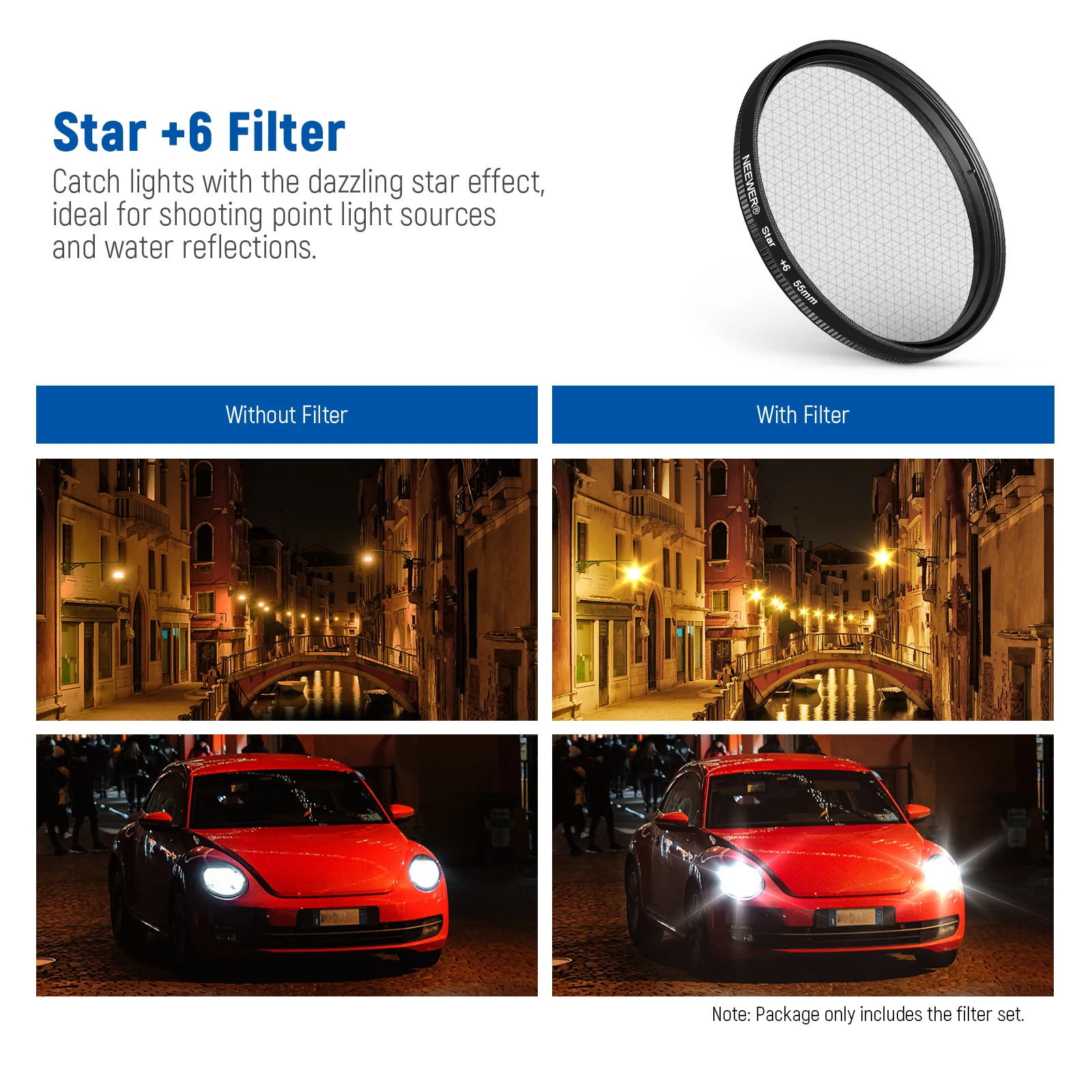 ND32 ND Filter Kit for Phone & Camera, CPL,4 Graduated Color Filter, 52-55mm Ada