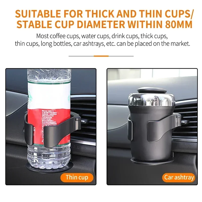 ABS EVA Car Air Vent Cup Holder for Water Bottles and Ashtray