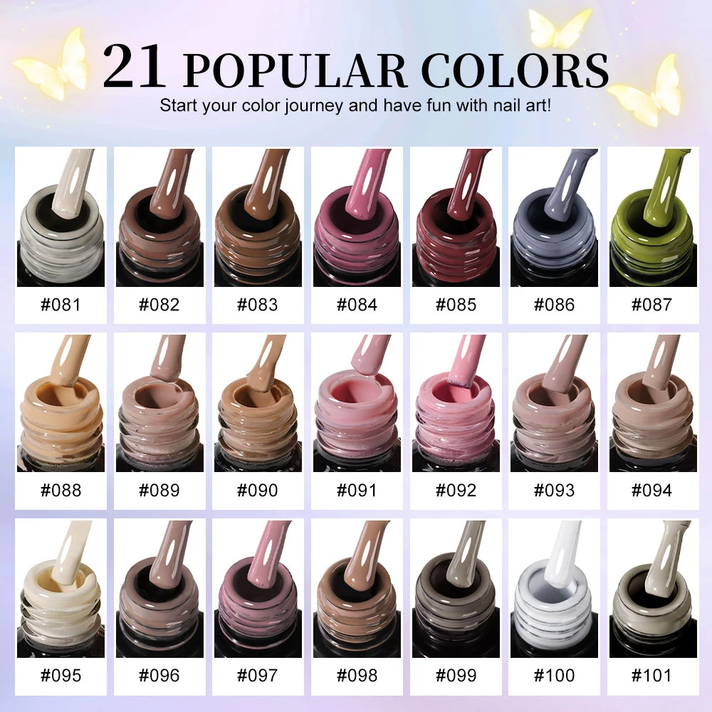LIMEGIRL Gel Nail Polish Set 21 Color Semi-Permanent Glitter Nail Polish UV Gel Varnish Soak In Nail Polish Base Coat Nail Set 2