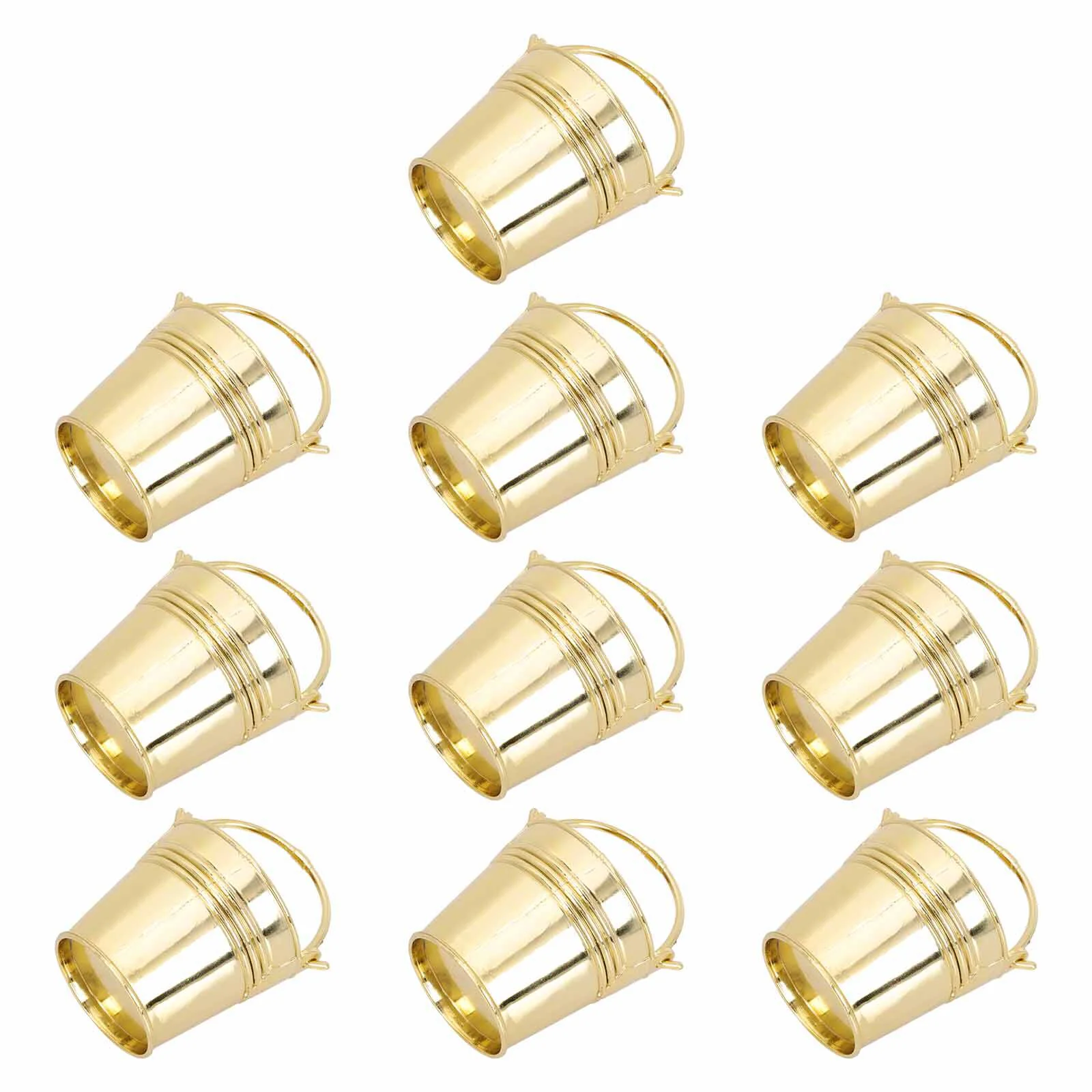 10 Pcs Mini Candles Gifts Bucket Candy Box Festival Buckets 8x5.5cm Container Wedding Golden Metal Party Child