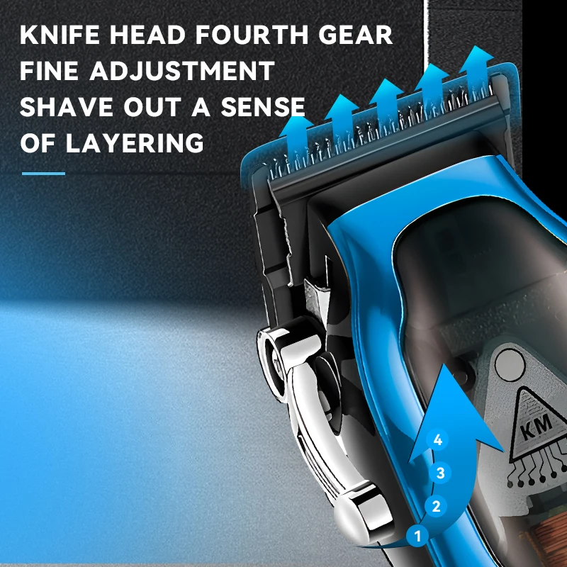 Barber High Speed Motor 9000 RPM Electric Clipper Rechargeable Professional Hair Trimmer With Charging baseKM-1763_voghion.com