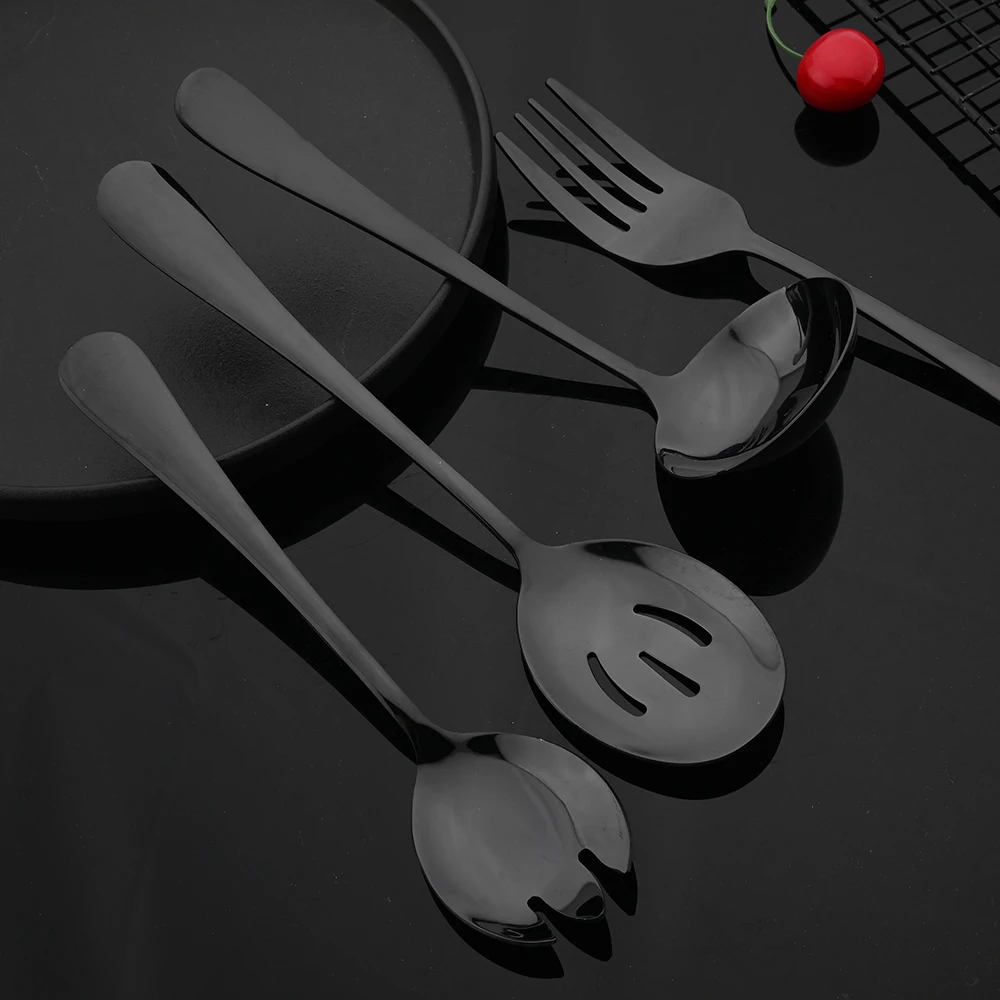 Cutlery Set Western Style Cutlery Set Picnic Cutlery Set Stainless Steel Cutlery Set Picnic Tableware Camping Cutlery Set Wooden Cutlery Set Ceramic Dinnerware Set Black Stainless Steel Dinnerware Set Flatware Soup Spoon Colander Spoon Service Salad Fork Cake Spatula Kitchen Tableware
