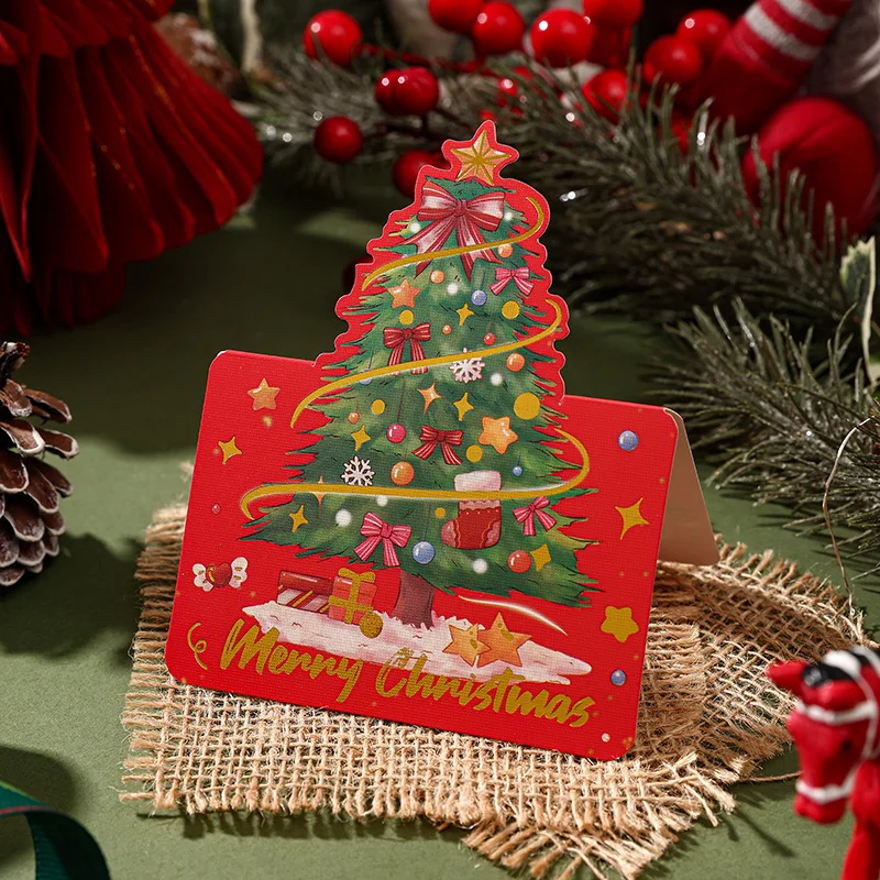 Merry Christmas Gift Card Christmas Tree Postcards for New Year Blessing Greeting Wishing Gifts Invitations Xmas Blessing Card