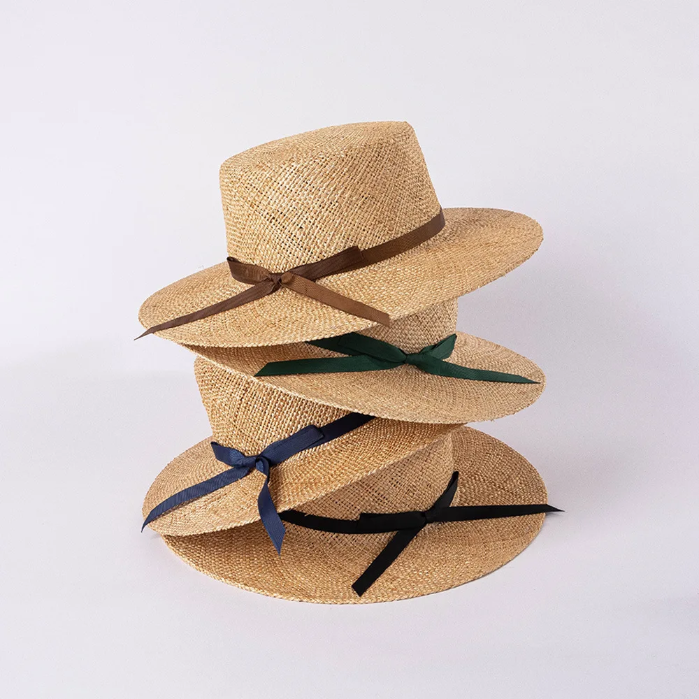 

202205-hh5065H dropshipping summer Lightweight natural treasure grass bowknot panama fedoras cap women leisure JAZZ hat