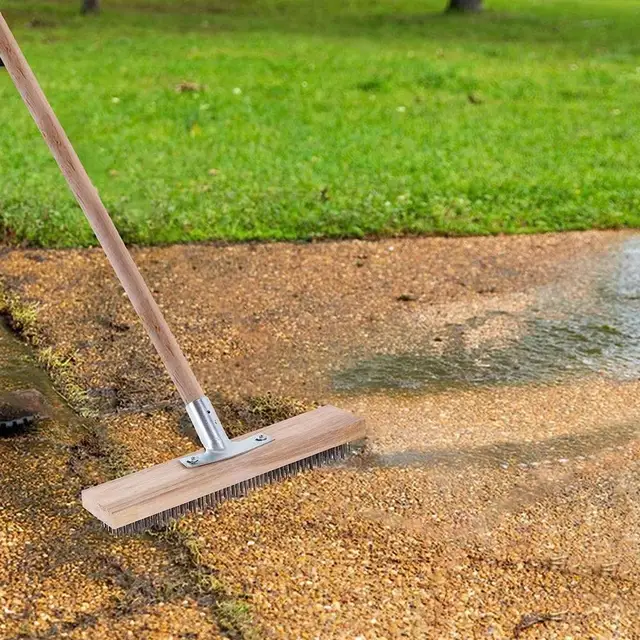 Scopa Metallica Per Giardino 30 Cm - Filo Acciaio, Per Muschio Ed Erbacce, Manico Lungo