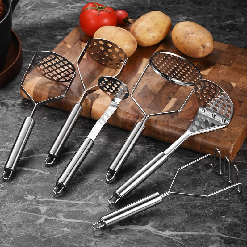 Manual Stainless Steel Potato Masher, Heavy Duty Fruit Vegetable Pressure Machine, Kitchen Food Crusher Easy To Clean Gadget