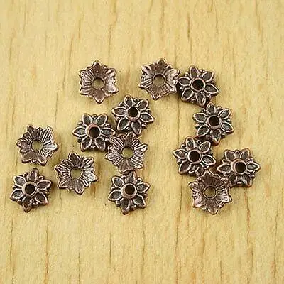 

100pcs 8mm hole is 1.7mm copper tone flower spacer beads H1940
