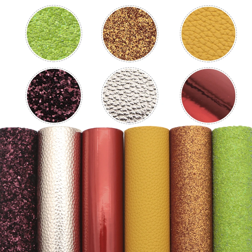 5-8 Pcs/set 20*33cm Solid Color Dots Synthetic Leather Set Patchwork For Hair Bow Handbags DIY,1Yc10688
