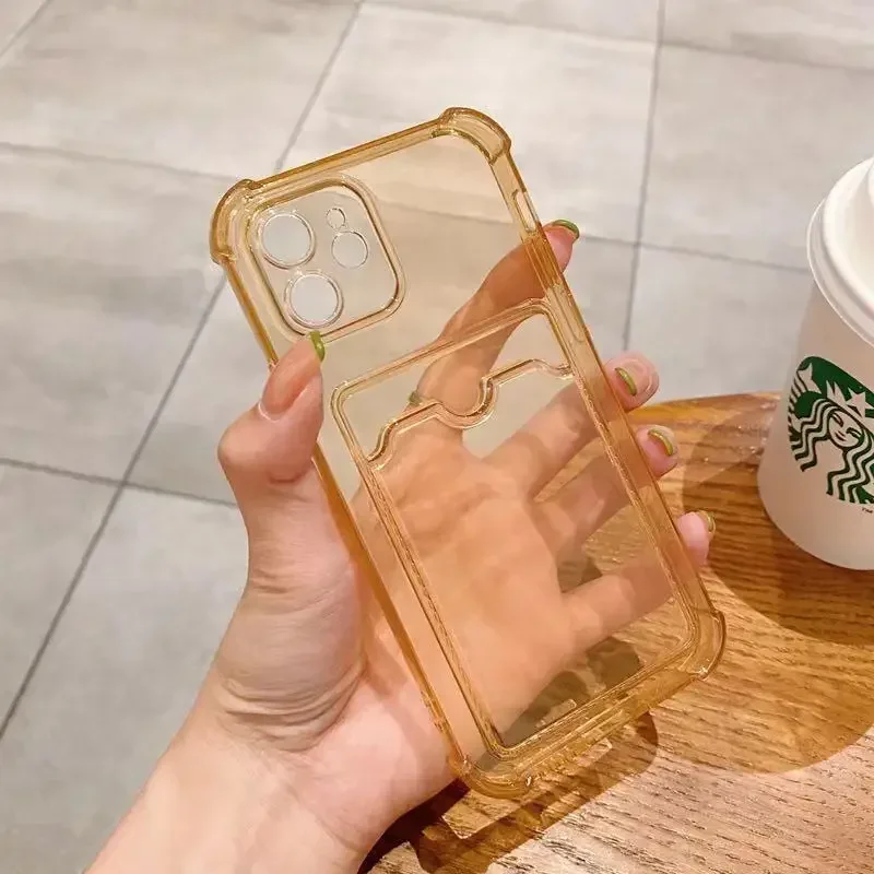 thumbnail image 1 of Funda de teléfono transparente de TPU con parachoques para iPhone 16, 15, 14, 13, 12 Mini, 11 Pro, XS Max, XR, X, SE 2020, 8, 7 Plus, billetera, tarjetero, funda T10, 1 of 5