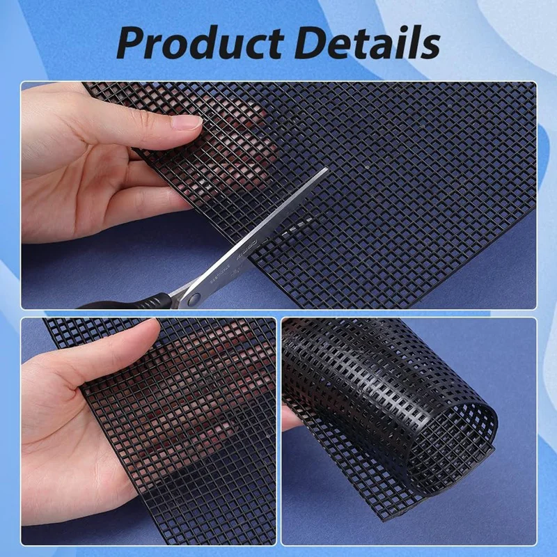 4PC Plastic Canvas Sheets 30X30cm Square Mesh Sheets Black Plastic Needlepoint For Embroidery Crafting Yarn Knit Crochet