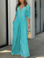 Gymystars 2026 Summer Jumpsuit Woman V-neck One-piece Jumpsuits New Fashion High Waisted Pockets Loose Green Clothes Setsfemale - Image 5