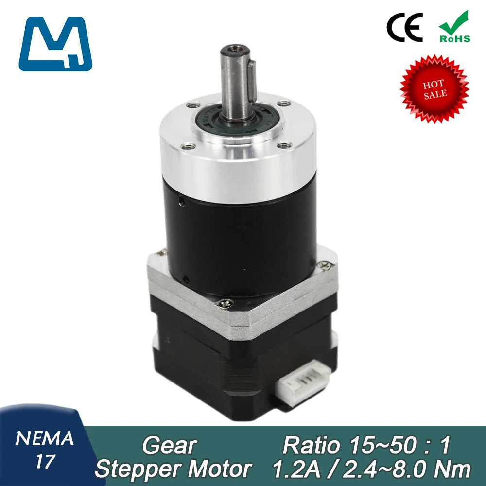 

42 Stepper Motor 26mm Body Lenght 1.2A 0.16Nm Nema17 Planetary Gearbox Ratio 50:1 Keyway Shaft