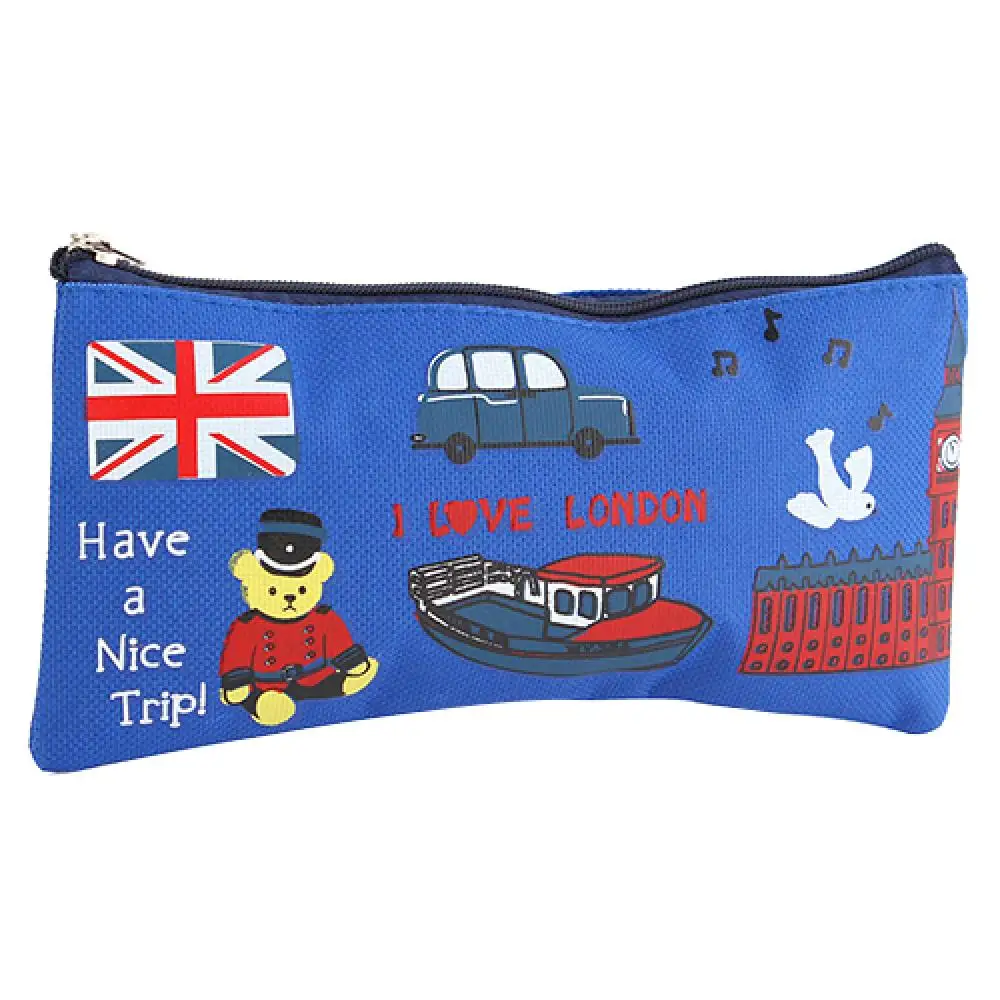 1Pc Pencil Bag Pouch Cartoon Zipper Students Pen Case London Style Oxford Fabric Cosmetic Coin Purse for Home and Back to School 4