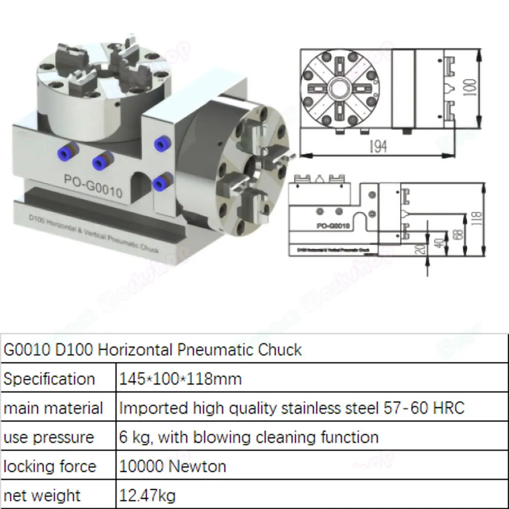 

100mm Pneumatic manual Chuck for EDM Spark Machine Electrode Clamping Precision CNC Engraving Chuck apply to ER Interface