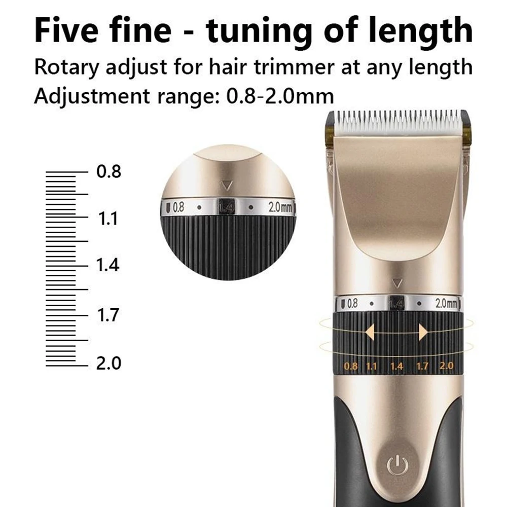 Professional Hair Clipper with Battery Power display Men's Barber Beard Trimmer Rechargeable Hair Cutting Machine Ceramic Blade 6
