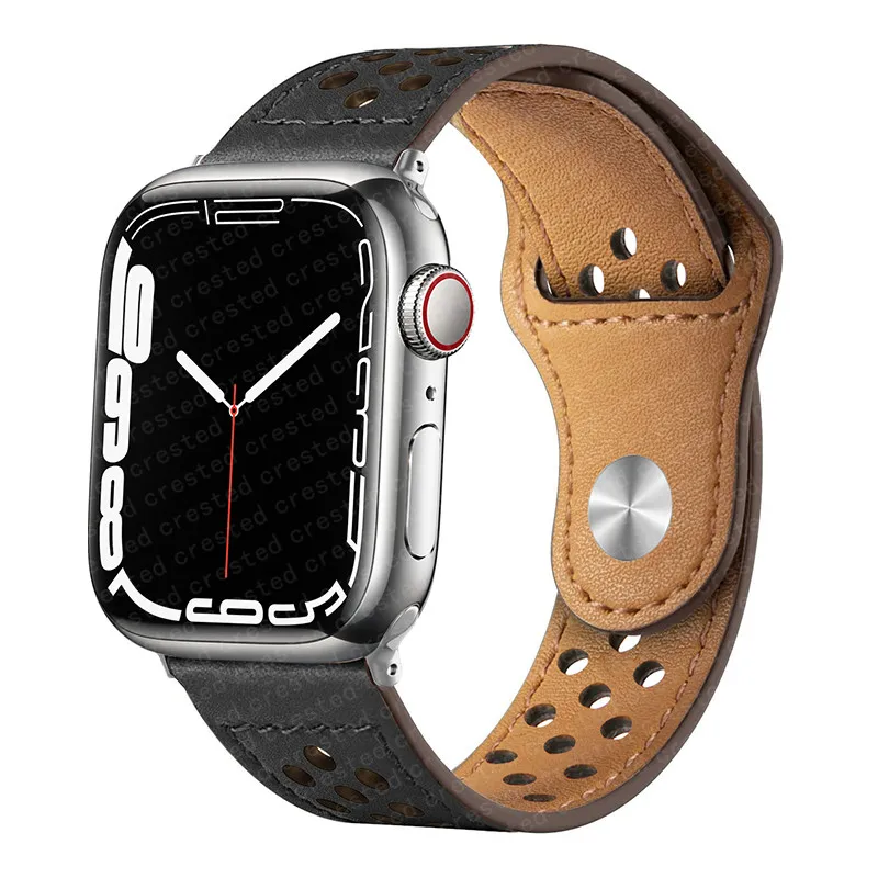 

Leather strap For Apple watch band 44mm 40mm 45mm 41mm 42mm 38mm 44 45 mm belt correa bracelet iWatch series 3 4 5 6 se 7 strap