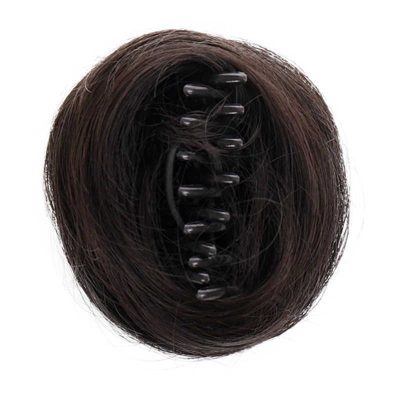 Synthetic Claw Clip-on Hair Chignons Buns Curly Hair Clip Heat Resistant Womens Golden White Gray Bun Wigs