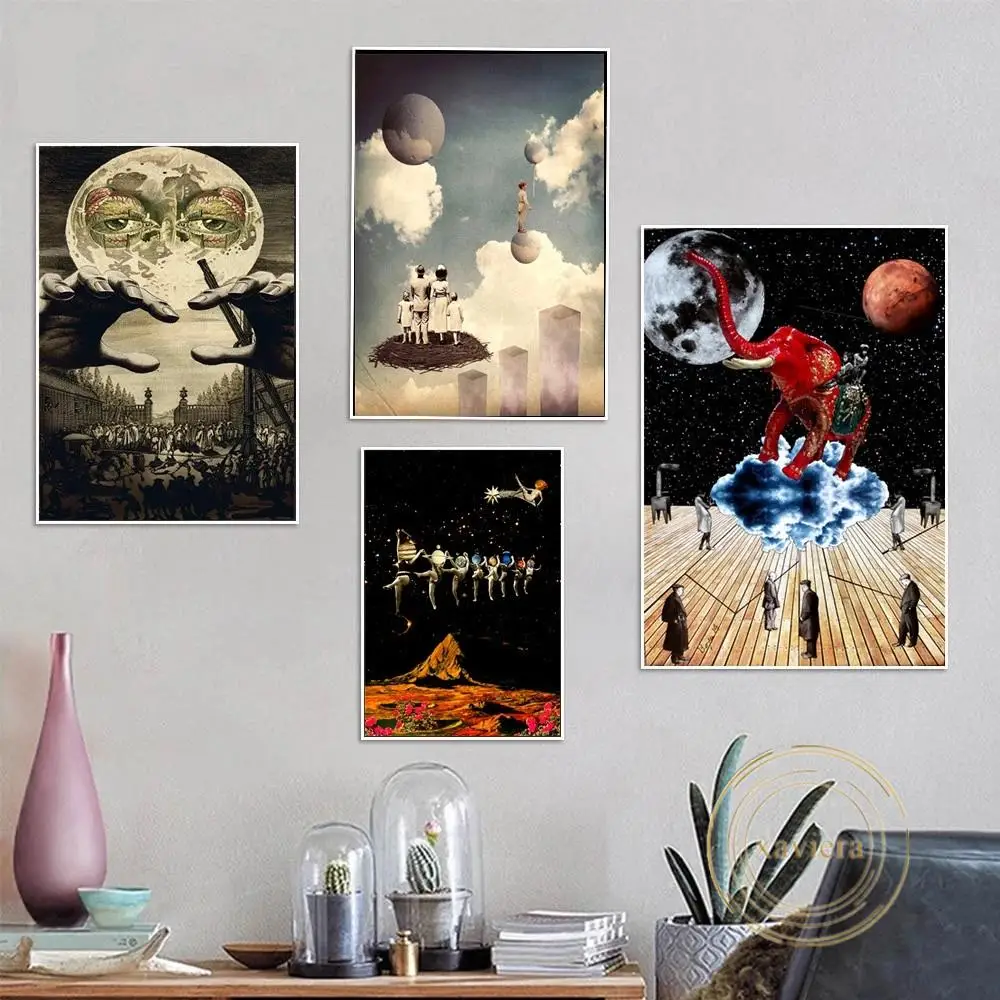 

Abstract Universe Landscape Canvas Painting Surrealist Psychedelic Scenery Retro Poster Nordic Wall Art Picture for Home Decor