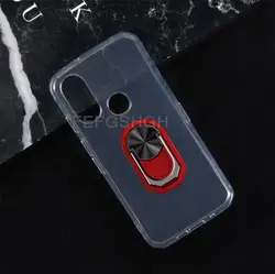 Enhanced Protective Soft TPU Silicone Case with Finger Ring for Cat S62 Pro (Transparent C Red)