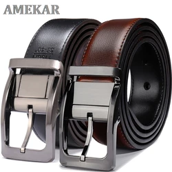 Men's Genuine Leather Dress Belt, Reversible Belt for Men Two In One 3.4cm wide mens belts One Reverse for 2 Colors - 1Pcs
