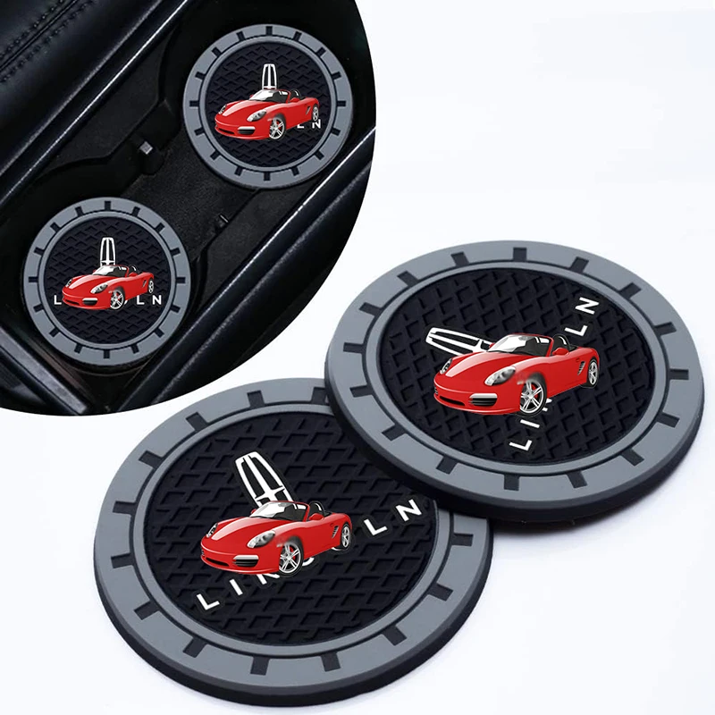 

2Pcs Car Coaster Non Slip Water Cup Mat Anti-Dirt for Lincoln Soft Silicone Waterproof Car Interior Decoration Accessories