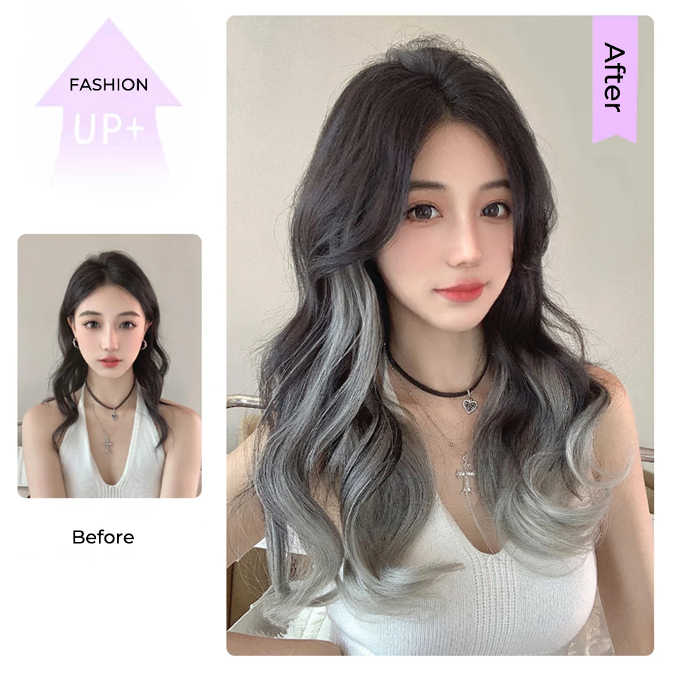 Synthetic Brown Black Curly U Shaped Half Head Wig for Women