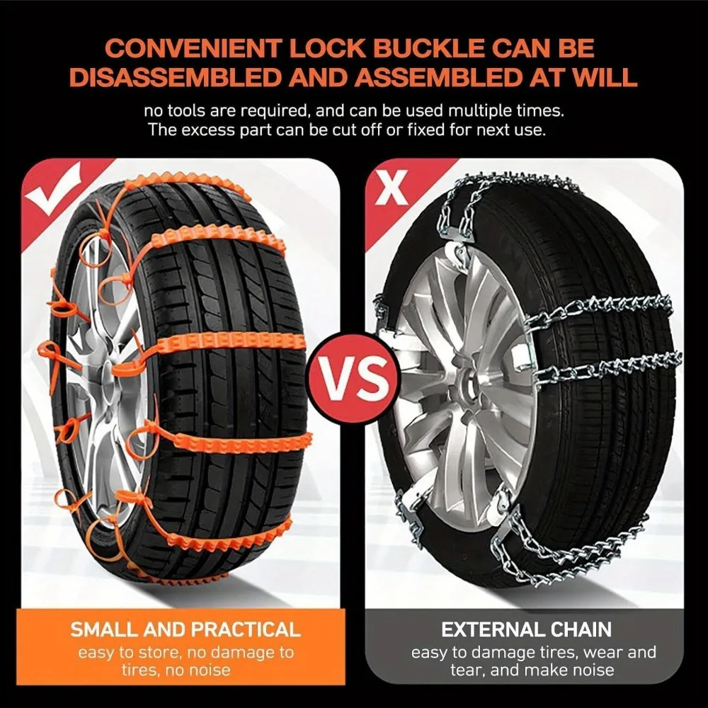 Universal Car Anti-Skid Snow Tire Chains, Not Damaging Tires, For Sedan, SUV, Van, Truck, Suitable For Winter Snowy Road