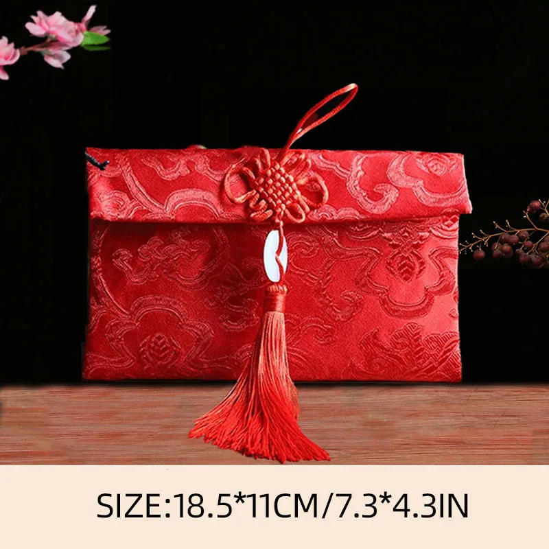 Money Red Packets Wedding Engagement Gift Jade Buckle Money Bag Brocade Red Envelopes 2025 CNY Festival Blessing Gifts