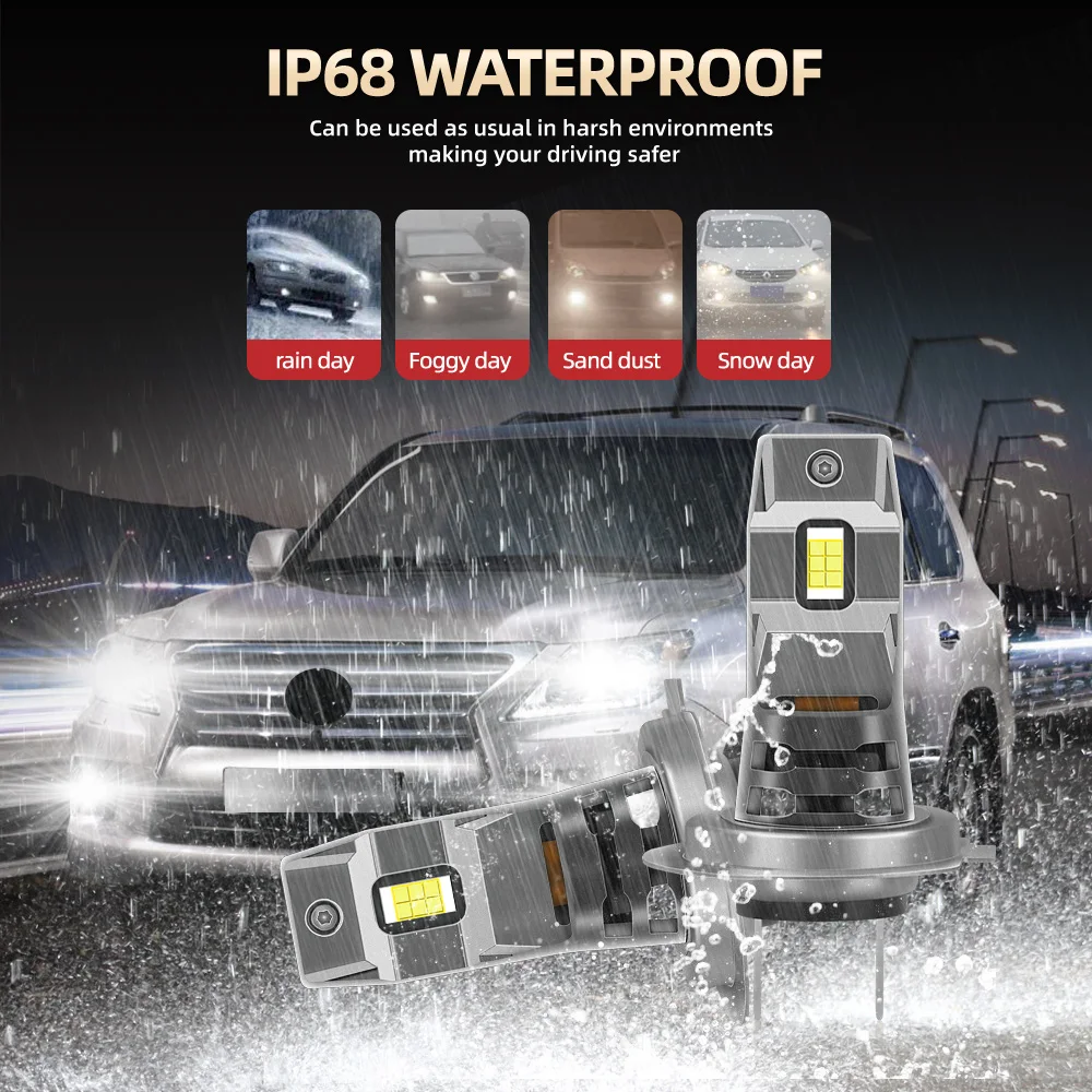 2PCS 15000LM H7 LED 헤드라이트 전구 6000K 화이트 3570 CSP 칩 자동차 자동 조명 전구 플러그 앤 플레이