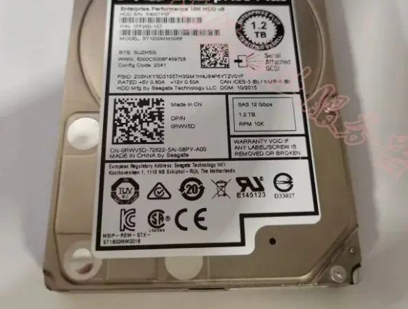 For 1 2TB 0RWV5D ST1200MM0088 0MFK2F ST1200MM0009 1 2T 10K SAS EQ storage server hard disk