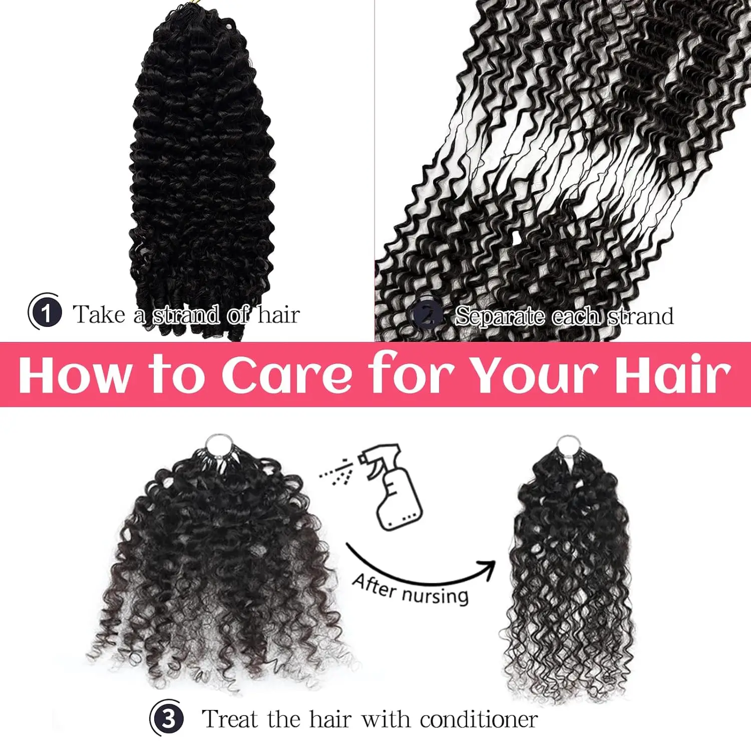 Natural Black Burmese Curly Crochet Hair 18inch Knotless Pre Separated Feather Remy Human Hair Lightweight Reusable Extensions 5