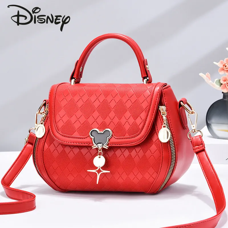 Disney Mickey New Women's Bag Solid Color Fashion Large Capacity Women's Crossbody Bag Casual Versatile Shopping Shoulder Bag
