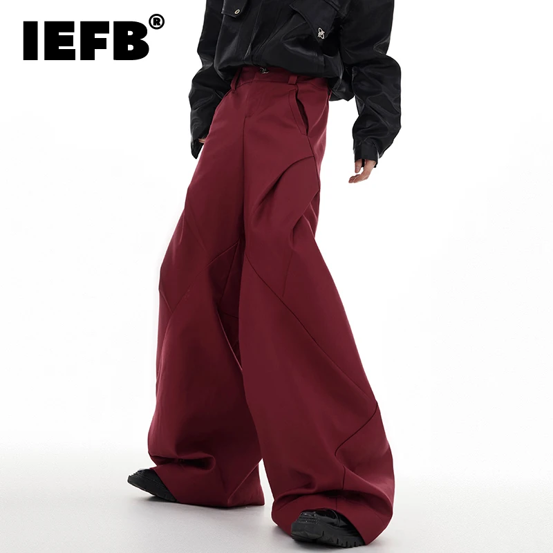 

IEFB Men's Trousers Trend Baggy Suit Pant High Waisted Wide Leg Streetwear Loose Oversize Casual Menwear Fashion Overalls 9C1720