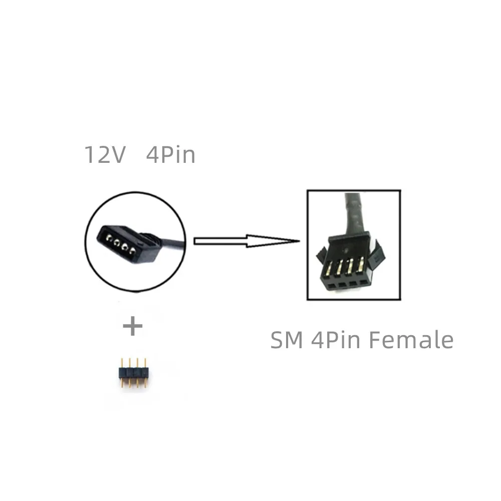 thumbnail image 1 of RGB 5V 3Pin 12V 4Pin 1 to 1/2/3/4/5 SM 2.54MM 3P 4Pin Male Female PC Motherboard AURA Fan LED Stripe Light Control Adapter Cable, 1 of 5