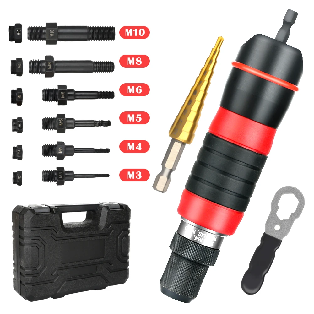 New Electric Rivet Nut Gun Drill Bit Adapter M3~M10 Household Rivet Nut ...