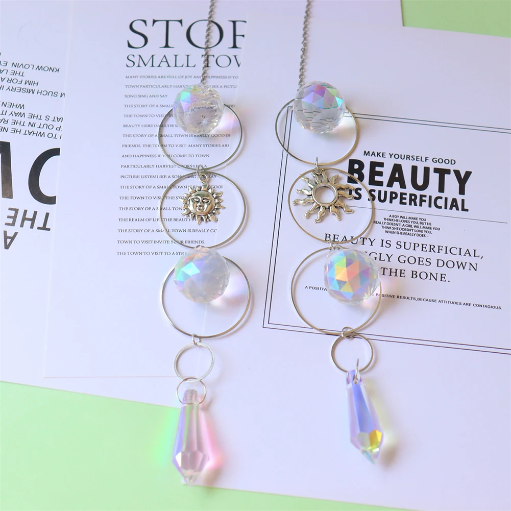 Crystal Wind Chime Pentagram Sun Catcher Diamond Prisms Pendant Dream Catcher Rainbow Chaser Hanging Drop Home Garden Decor
