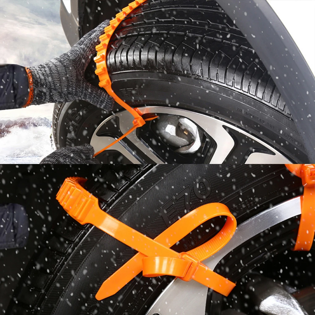 10pcs/set Car Anti-skid Chains Tough Snow Chains For Cars With Small Size Tire Snow Strong Grip Anti-skid Cable Ties