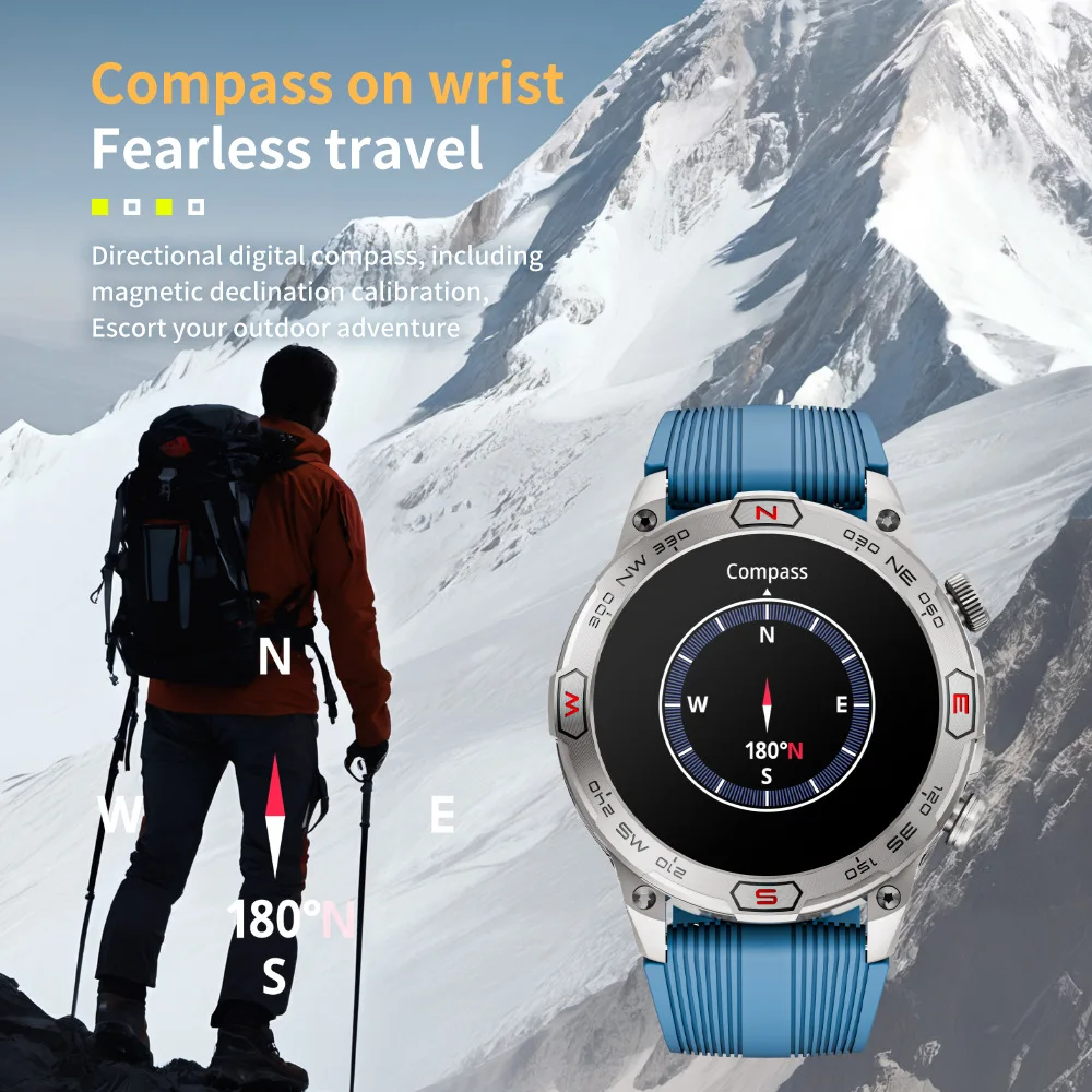 

LOKMAT 1.43'' AMOLED HD Screen Compass Altitude Smartwatch Flashlight IP68 Waterproof Sports Watch Men BT Call Fitness Tracker