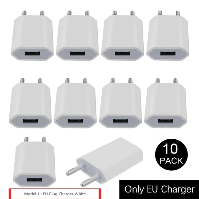 10 Pz 5V 1A 5W Caricatore Usb Usb Ac Eu/Us Plug Tipo C Micro Cavo Per Samsung Iphone Huawei Xiaomi Spina Del Telefono Cellulare