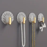 4pcs/set Multipurpose Shell Shape Hook Wall Hanging Hooks Self Adhesive Storage Hook For Bathroom Kitchen Bedroom Key Decor 2
