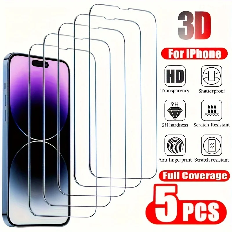1-5Pcs Tempered Glass for iPhone 17 16 Pro Max X XS XR Screen Protector