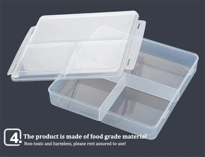 3 Grids Food Storage Box Container Fruit Vegetable Refrigerator Freezer Organizers Sub-Packed Meat Ginger Kitchen Accessories