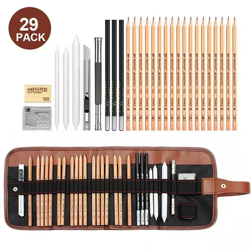 29pcs/set Drawing Pencils Set Sketch Charcoal Pencil Sketching Drawing