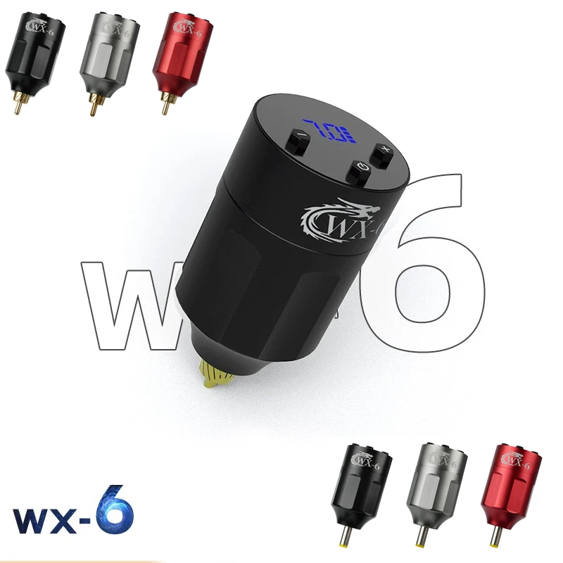 RCA/DC Interface Wireless Tattoo Power Supply Fast Charging 1300mAh WX-6 Portable Mini Battery Tattoo Pen Machine