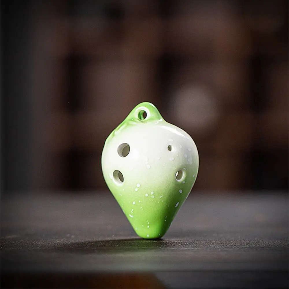 Description Picture 6 of item6 Hole Ocarina Cute Color Ceramic Strawberry shape C Tone Flute Wind Musical Instrument Portable Beginners Kids Music Instrument