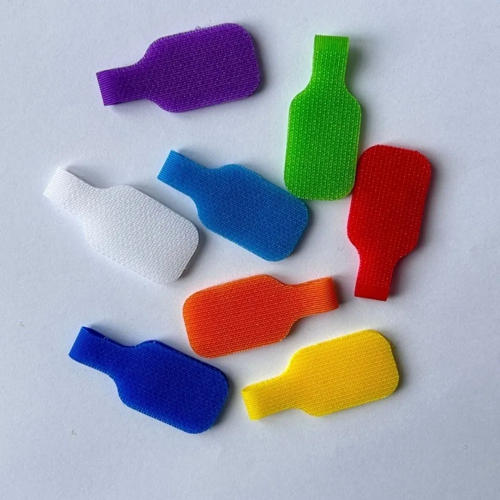 24pcs 방수 자체 접착 케이블 라벨 나일론 재사용 가능한 데스크탑 케이블 정리 도구 내구성 레인보우 컬러 와이어 코드 태그