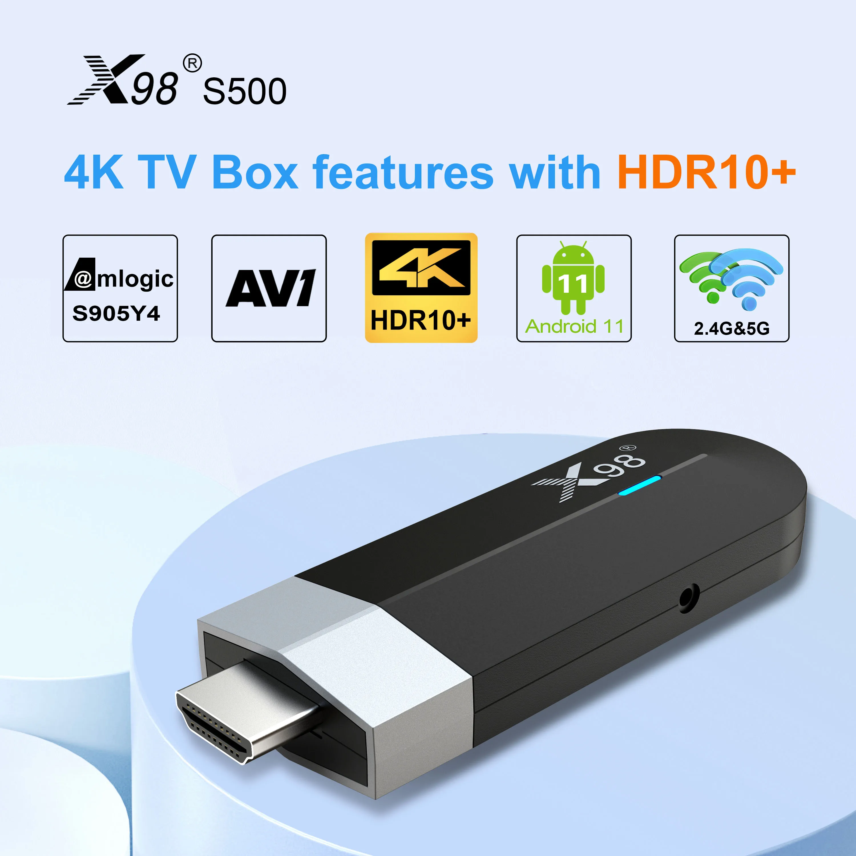 X98 S500 Smart TV BOX Amlogic S905Y4 TV Stick Android 11 2.4G&5G Dual Wifi 4G 32G 4K AV1 BT TV Receiver Media Player Set Top BOX
